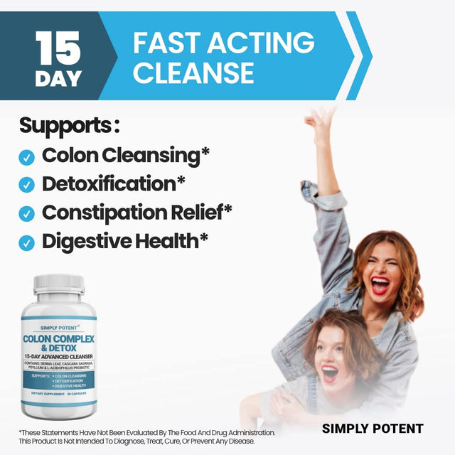 Colon Cleanse, Colon Cleanser & Detox, Colon Health Supplement with Probiotic, Laxatives, MCT Oil & Fibers for Cleansing, Constipation Relief, Digestive Health & Energy, 30 Capsules