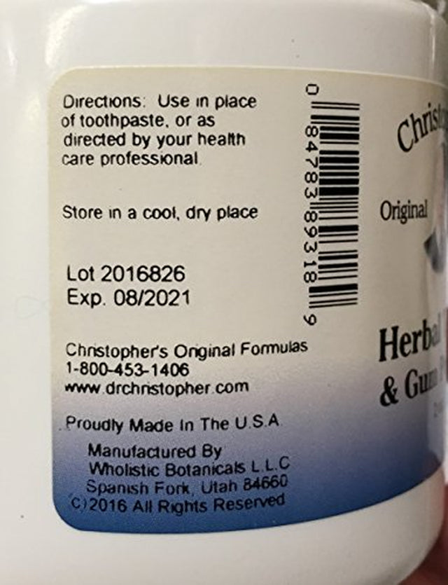 Christopher'S Original Formulas Herbal Tooth and Gum Powder 2 Ounce (Pack of 1)