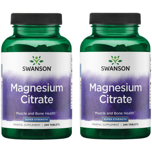 Swanson Magnesium Citrate - Super Strength 112.5 Mg 240 Tabs 2 Pack