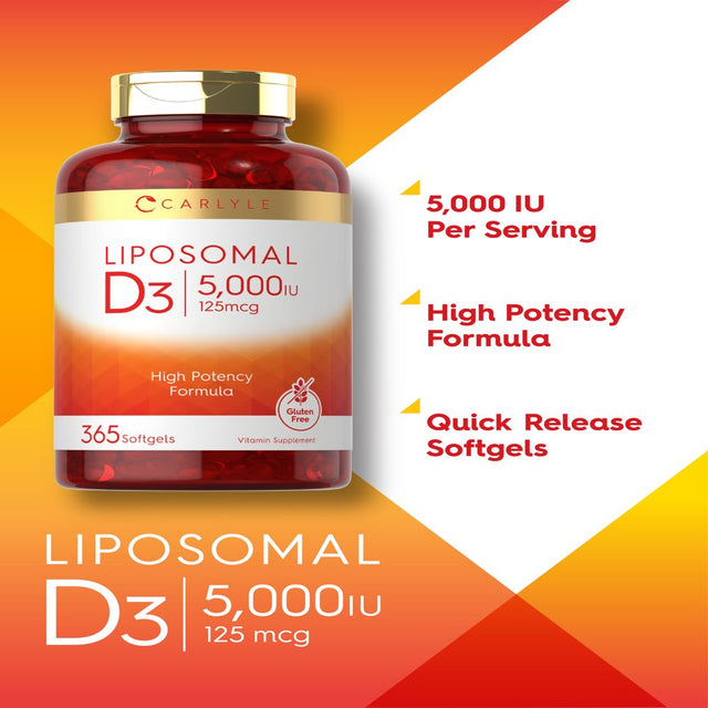 Liposomal Vitamin D3 | 5000Iu | 365 Softgels | by Carlyle