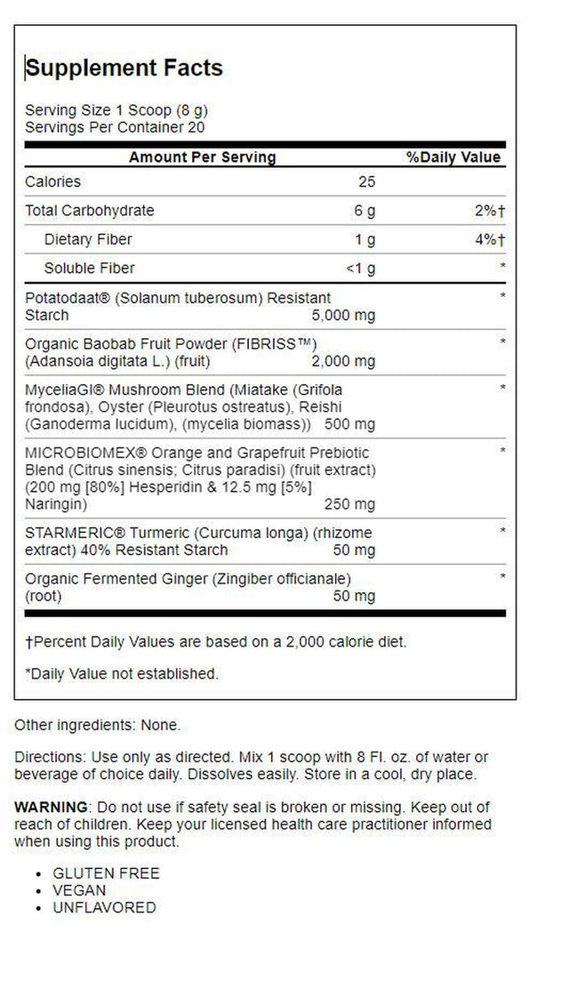 Solaray Mycrobiome Prebiotic Powder, Prebiotics for Women and Men, Digestive Nutritional Supplements for Colon and Gut Health, Non-Gritty, Easy-To-Mix, Non-Bloating Formula, 20 Servings, 5.64 OZ