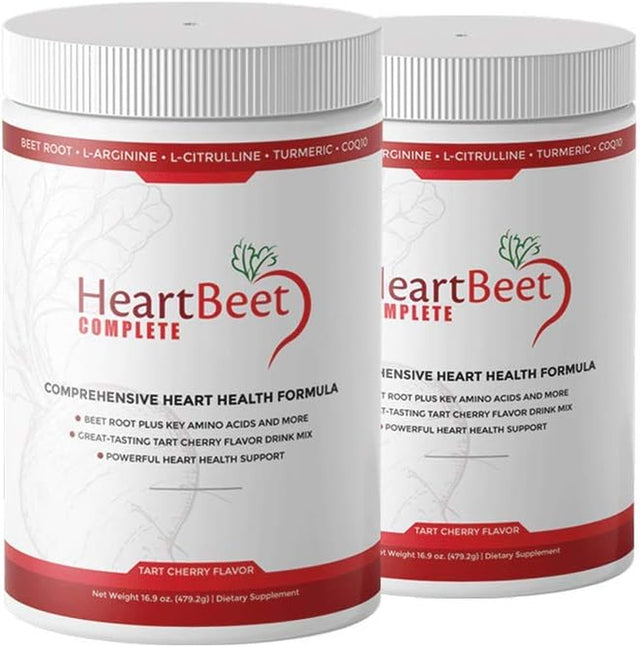 2 Bottles Heartbeet Complete - Beetroot Powder Formula for Blood Pressure, Cholesterol, and Circulation Support with L-Arginine, L-Citrulline, Coq10 and Turmeric. 30 Serv. in Each.