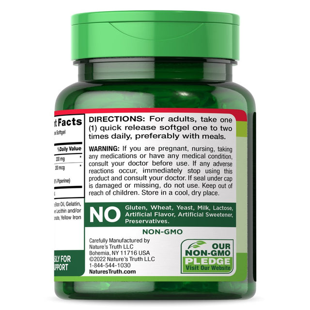 Nature'S Truth Coq10 200 Mg Softgels | 50 Count | Enhanced Absorption Supplement | plus Black Pepper Extract | Non-Gmo, Gluten Free