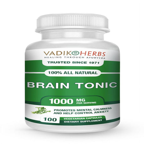 Brain Tonic | Aids in Stress Relief and Anti-Anxiety Mood | All Natural Herbal Supplement to Help Short Term and Long Term Memory Loss | Clinically Formulated | Memory Boost