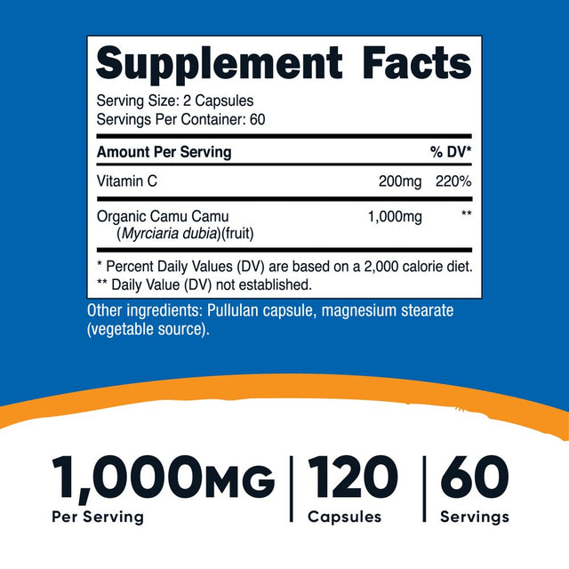 Nutricost Camu Camu 1000Mg, 120 Capsule - Supplement Made with Organic Camu Camu