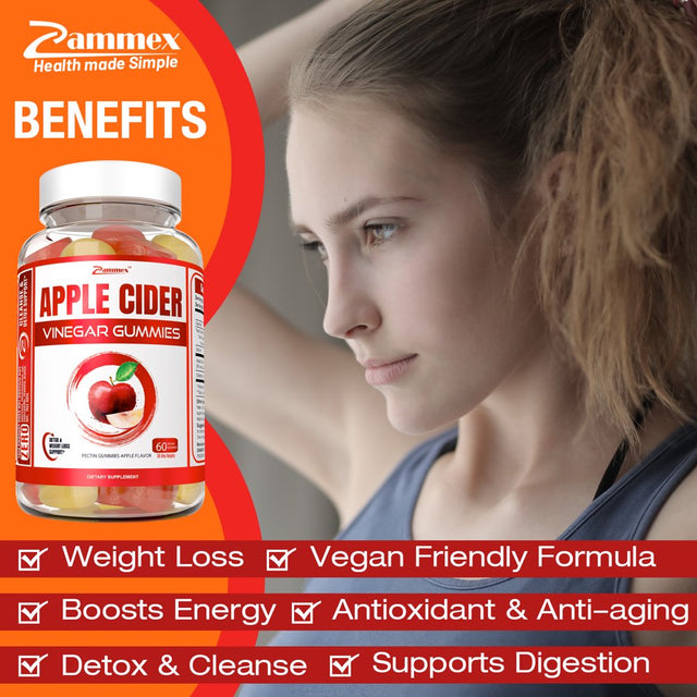 Zammex Organic Apple Cider Vinegar Gummies 500Mg, Stomach Fat Burner, 60 Count Keto Gummies