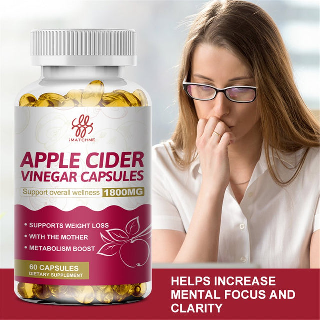 Imatchme Apple Cider Vinegar Capsules Supplement 1800Mg | 60 Pills | Non-Gmo, Gluten Free