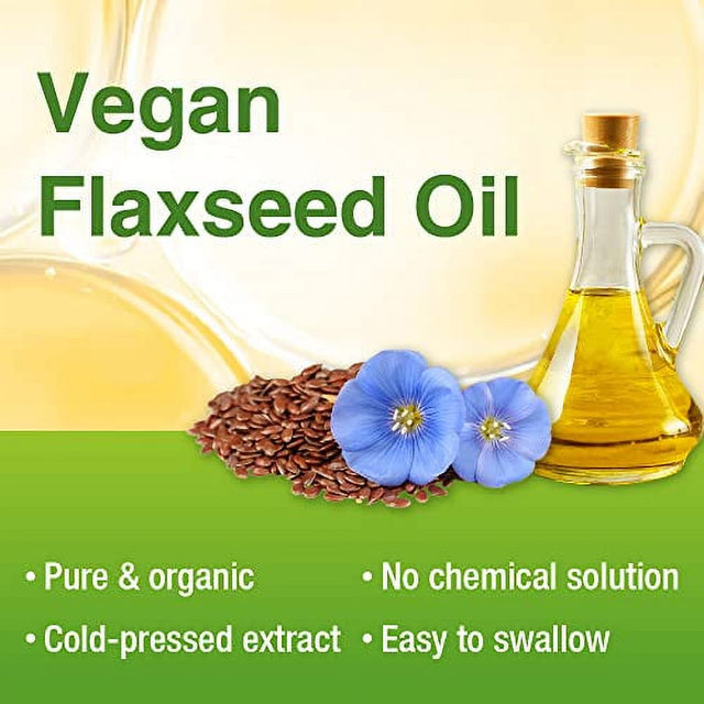 Lovita Organic Flaxseed Oil 1500Mg with Max 900Mg ALA, High Potent ALA Supplement, Vegan Omega 3 for Cardiovascular, Brain & Healthy Hair, Skin & Nails, Natural Flaxseed Oil, 180 Softgels