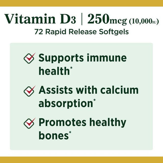 Nature'S Bounty Vitamin D3-10,000 IU, 72 Rapid Release Softgels (Pack of 6)