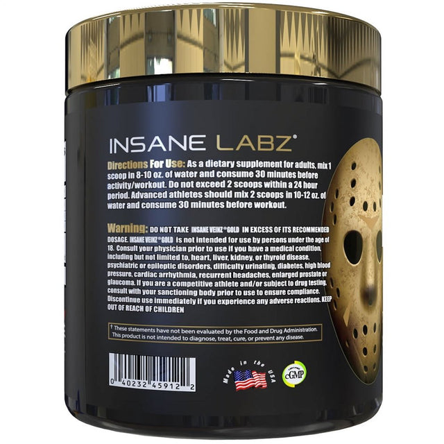 Insane Labz Insane Veinz GOLD, Non Stim Nitric Oxide Boosting Pre Workout, Gummy Candy