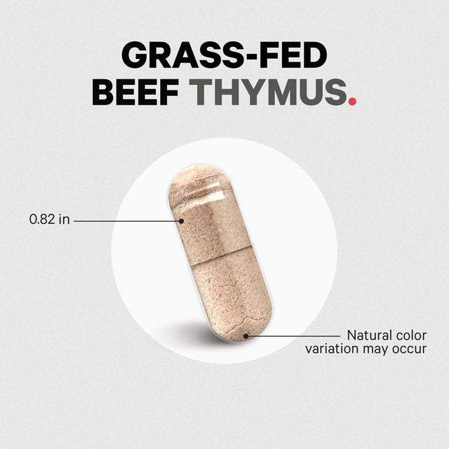 Grass-Fed Beef Thymus, Freeze-Dried, Non-Defatted, Desiccated Glandular Supplement, Non-Gmo, 180 Ct