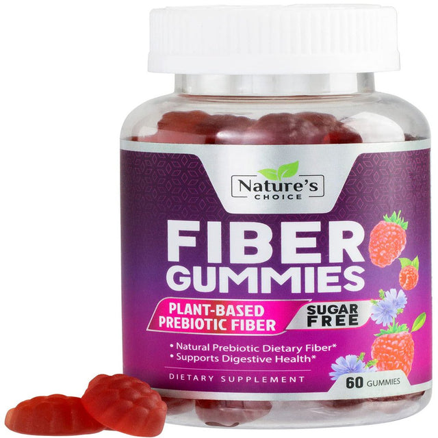 Sugar Free Fiber Gummies for Adults, Daily Prebiotic Fiber Supplement & Digestive Health Support - Supports Regularity & Digestive Health, Nature'S Plant Based, Non-Gmo, Berry Flavor - 60 Gummies