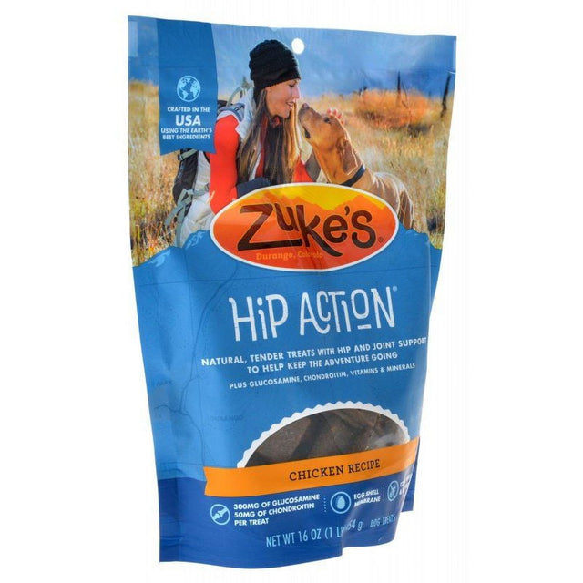 Zukes Zukes Hip Action Hip & Joint Supplement Dog Treat - Roasted Chicken Recipe 1 Lb