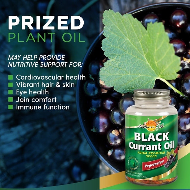 Nature'S Life Black Currant Seed Oil 1000Mg | Vegetarian, Cold Pressed | with GLA Omega-6 and ALA Omega-3 | 60 CT