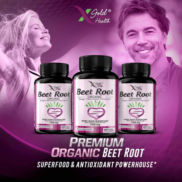 Organic Beet Root Powder 1350Mg 200 Veggie Caps Superfood Nitric Oxide Strongest Premium Supplement Natural Nitrates W/Black Pepper for Best Benefits - Vegan, Non-Gmo, & Gluten-Free Made in USA