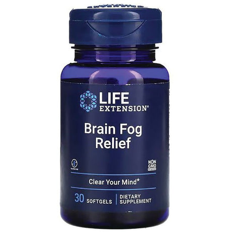 Life Extension Brain Fog Relief Caffeine-Free, Fast-Acting Nootropic Formula Helps Clear Your Mind – Gluten-Free, Non-Gmo - 30 Softgels