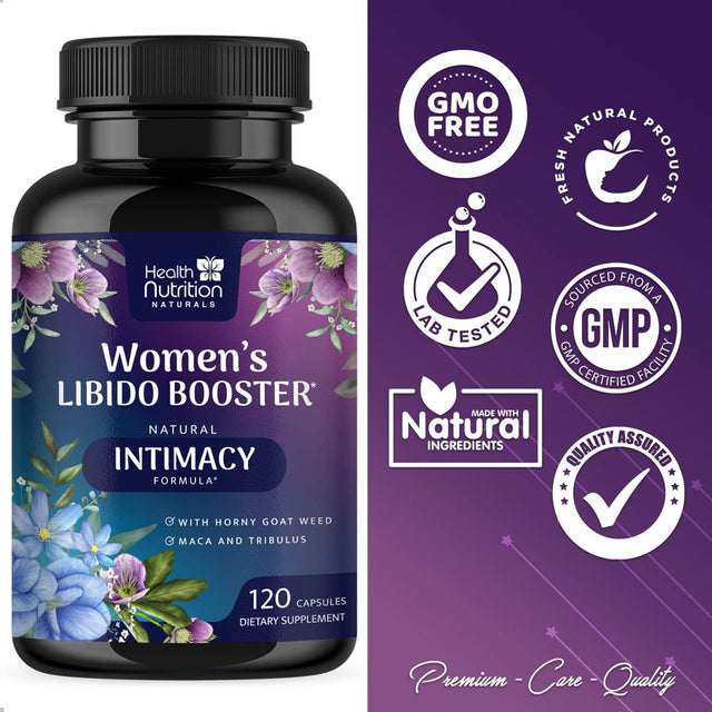 Libido Booster for Women - Female Libido Support Supplement - Women Vitamins Formula Supports Energy - Maca Root, Panax Ginseng, Tribulus Terrestris, Ashwagandha & More - 120 Veggie Capsules