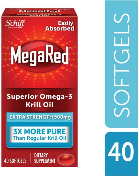 Megared Dietary Supplement Extra Strength 500Mg Omega-3 Krill Oil, 40Ct