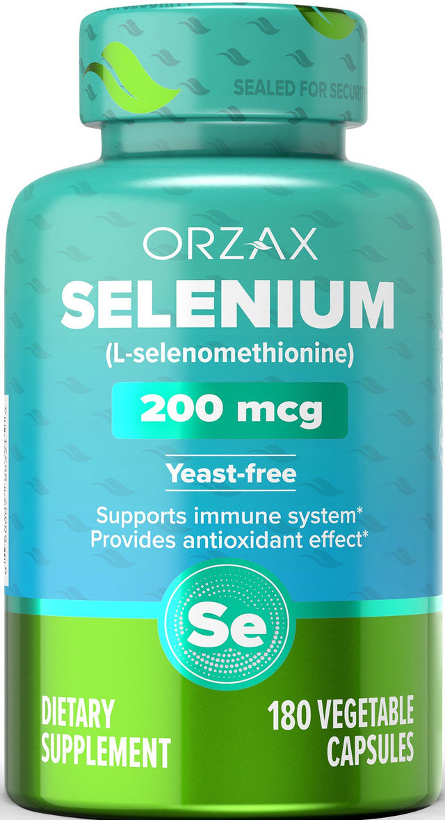 ORZAX Selenium, Thyroid Support, Mineral Supplements, 180 Vegetable Capsules