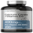 Calcium Citrate & Vitamin D3 | 200 Caplets | Vegetarian Formula | by Horbaach