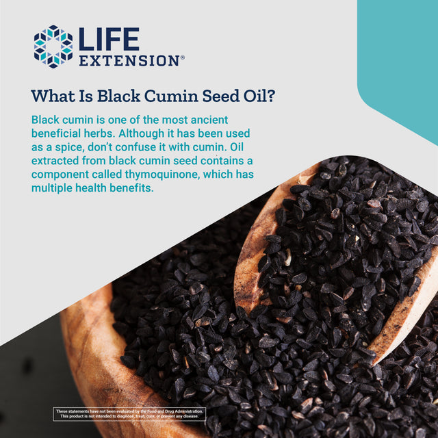 Life Extension Black Cumin Seed Oil - Immune Support & Promotes a Healthy Inflammatory Response - Gluten-Free, Non-Gmo - 60 Softgels