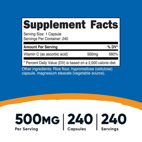 Nutricost Vitamin C 500Mg, 240 Capsules, Vegetarian, Gluten Free & Non-Gmo