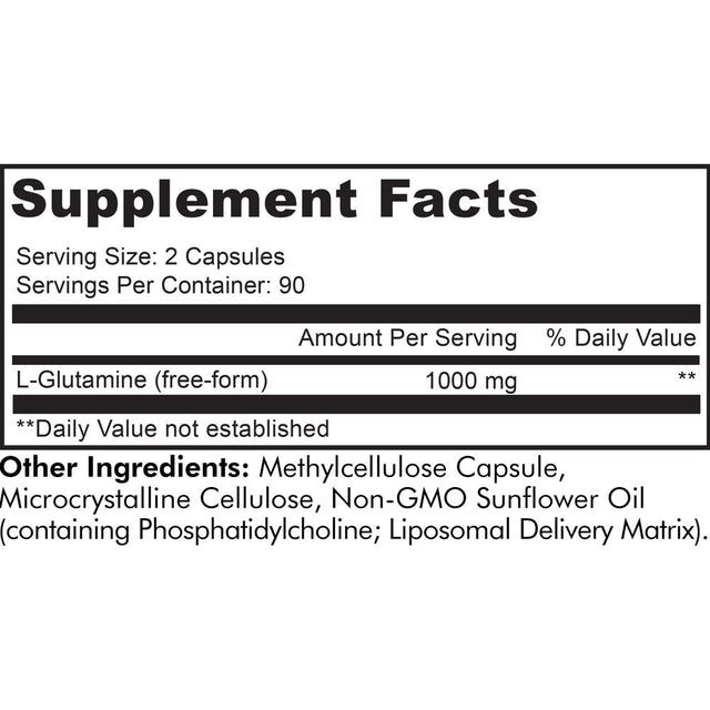 Codeage Liposomal L-Glutamine 1000Mg Supplement, Free-Form Glutamine Formula, 3-Month Supply, 180 Ct