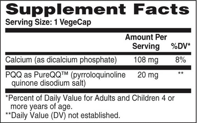 PQQ 20Mg (As Pureqq™) 60 Vegecaps (Non-Gmo) by Health Thru Nutrition