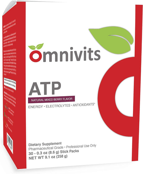 ATP Natural Mixed Berry | Energy Electrolytes Antioxidants Drink | with Purenergy Blend, Quatrefolic, Methylcobalamin, Vitamins, Trace Minerals 30 Stick Pack (8.6G)