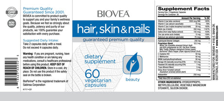 BIOVEA - Hair, Skin & Nails 60 Vegetarian Capsules