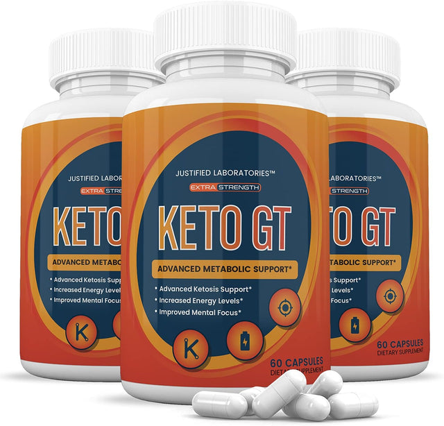 (3 Pack) Keto GT Advanced Includes Apple Cider Vinegar Gobhb Exogenous Ketones Keto Pills Supplement Premium Ketosis Support for Men Women 180 Capsules