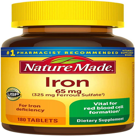 Nature Made, Iron, 65 Mg, 180 Tablets - 2 Packs