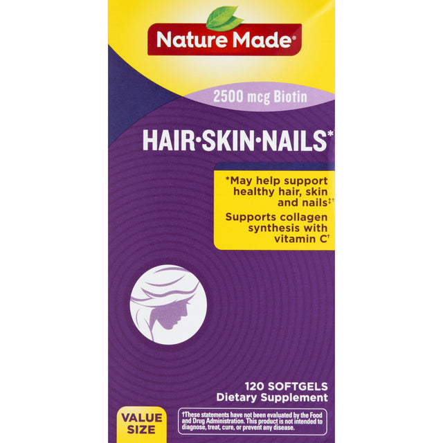 NATURE MADE Hair Skin Nails, 2500 Mcg Biotin, Softgels, 120.0 CT