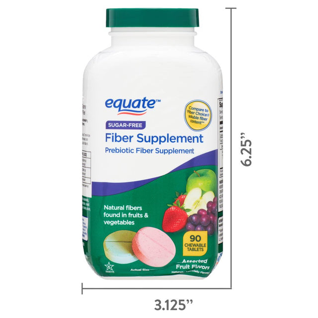 Equate Fiber Supplement, Fruit Flavored Chewable Tablets, over the Counter, 90 Count