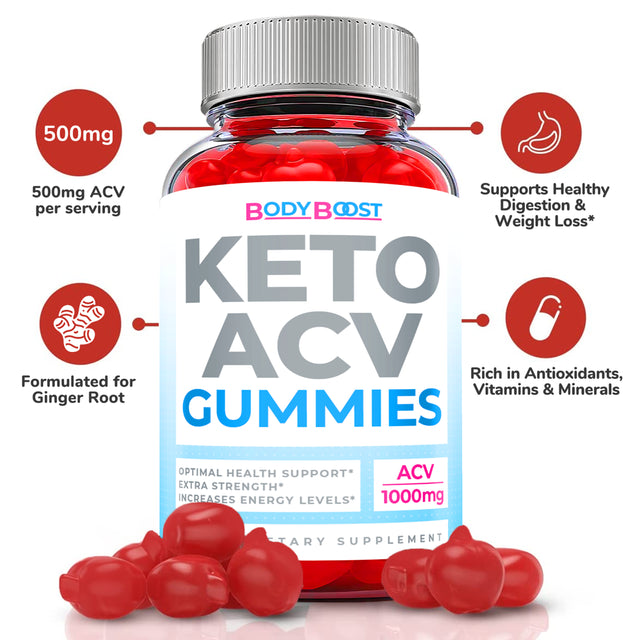 (2 Pack) Body Boost Keto ACV Gummies - Supplement for Weight Loss - Energy & Focus Boosting Dietary Supplements for Weight Management & Metabolism - Fat Burn - 120 Gummies