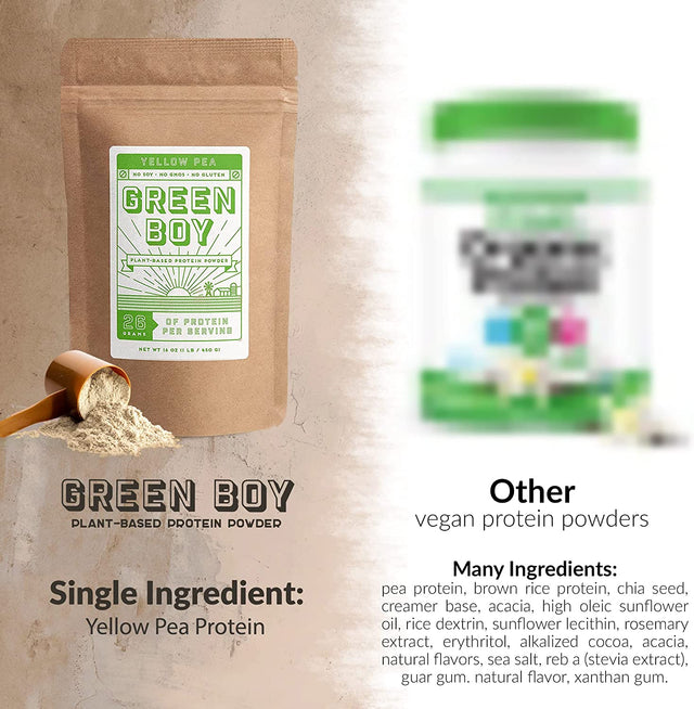 Yellow Pea Plant-Based Protein Powder Made from Single Ingredient, Vegan and Clean Additive from Plant Protein, Good for Cooking, Baking and Shakes, No Added Sugar, Soy or Gluten (16Oz)