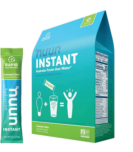 Nuun Instant Electrolyte Powder Packets for Rapid Hydration, Lemon-Lime (16 Servings)