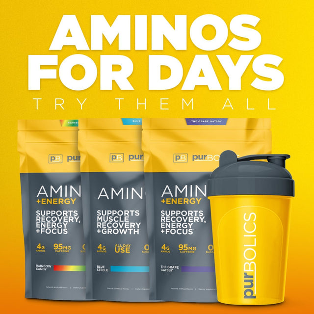 Aminos | Supports Muscle Recovery & Growth | 4G of Free-Form Amino Acids, Beta-Alanine, 0 Sugar & 60 Servings (Grape Gatsby)