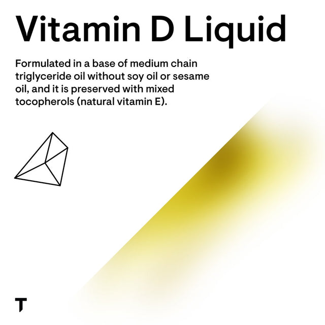 Thorne Vitamin D Liquid, Vitamin D Supplement, Supports Healthy Bones and Muscles, Cardiovascular Health, and Immune Function*, Gluten-Free, Soy-Free, Dairy-Free, 1 Fl Oz (30 Ml)- 600 Servings