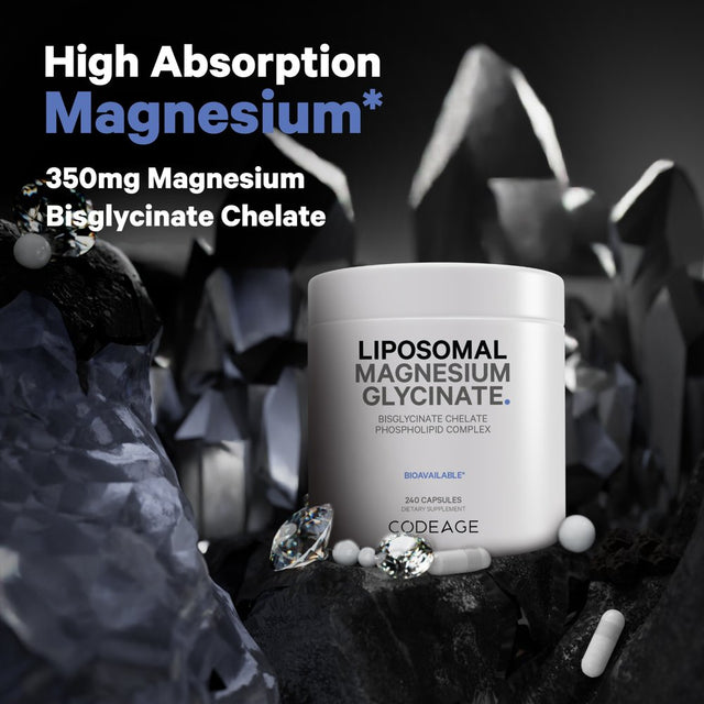 Codeage Liposomal Magnesium Bisglycinate Chelate Mineral Supplement, Biomag Phospholipids, 240 Ct