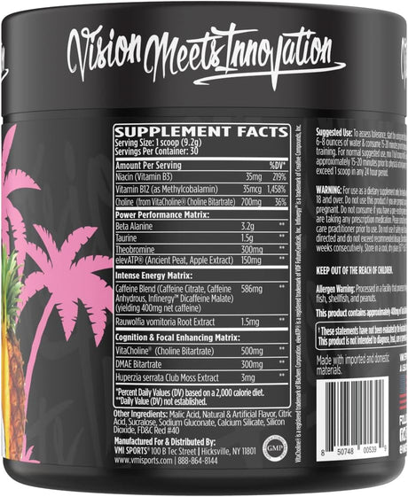 K-XR Pre-Workout Energy Powder | Intense Energy Pre-Workout Drink for Men and Women| Creatine Free | Improves Performance - Enhanced Focus & Increased Endurance | 30 Servings (Miami Vice)