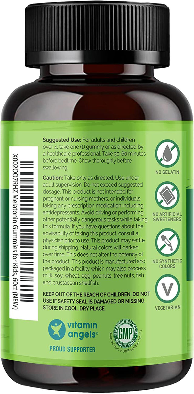 NATURELO Melatonin Gummies Supplement for Kids – Gluten Free, Vegetraian - 60Ct