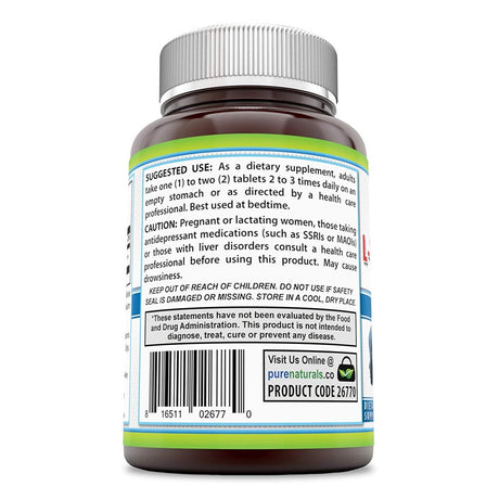 Pure Naturals L-Tryptophan Dietary Supplement - 1000 Mg, 120 Tablets- Natural Sleep Aid - Promotes Relaxation, Circulation & Immune Support