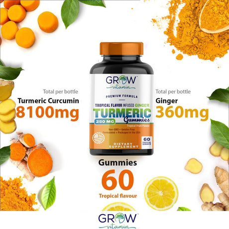 Curcuwell Turmeric Curcumin Gummies with Ginger - Helps Support Healthy Joints, Inflammation, and Digestive Health & Immunity + - Vegan, Chewable, Natural Dietary Supplement for Men & Women (60 Count)