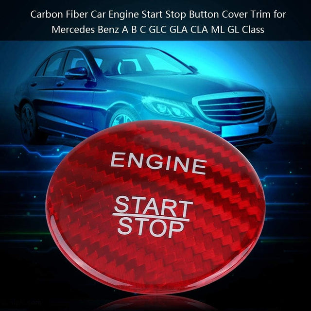 KIMISS Carbon Fiber Car Engine Start Stop Button Cover Keyless Go Ignition Stickers for Mercedes Benz a B C GLC GLA CLA ML GL Class, Etc