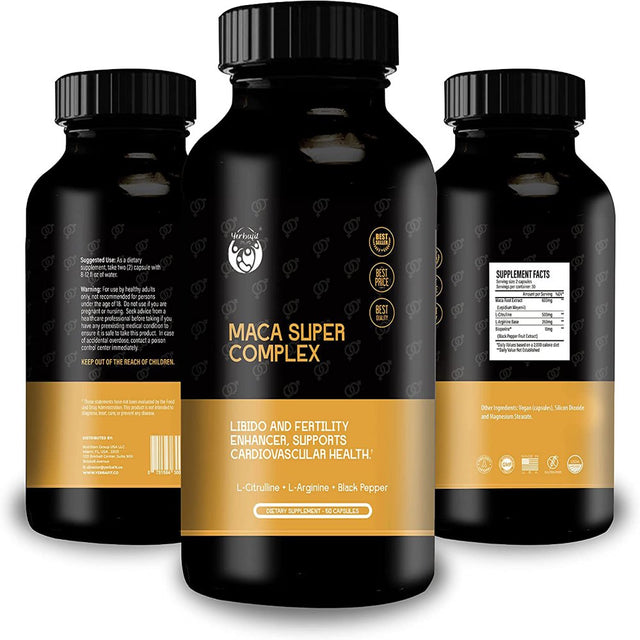 Yerbafit Maca Super Complex Supplement Capsules for Energy-Strength-&-Mood Support, for Women & Men with L-Citrulline, L-Arginine Base and Bioperine, GMO & Gluten Free | 60 Vegan Capsules