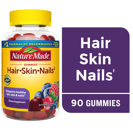 Nature Made Hair Skin and Nails with Biotin 2500 Mcg Gummies, 90 Count