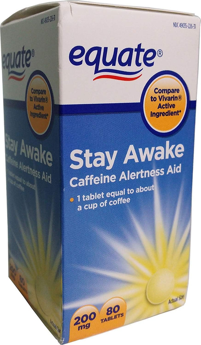 Equate - Stay Awake - Alertness Aid with Caffeine | Maximum Strength | Reduces Fatigue - 80 Tablets 200 Mg (Pack of 2) (3)