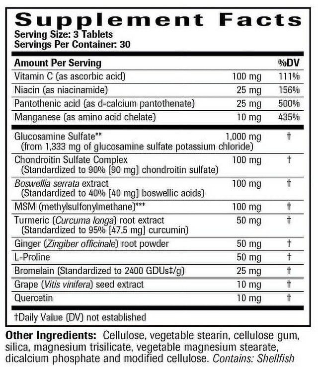 Natural Wellness Joint Support - Glucosamine, Chondroitin, MSM W/ Turmeric - Promotes Healthy Joints, Supports Comfortable Movement & Collagen Formation - 90 Tablets: 30-Day Supply