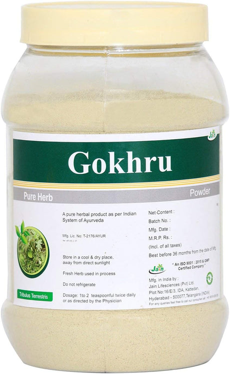 Jain'S Gokhru Tribulus Terrestris/Gokshura Powder - 500 Gram - Indian Ayurveda'S Pure Natural Herbal Supplement Powder